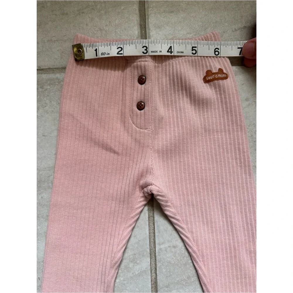 Wren Harper Blush Pink Ribbed Henley Baby Bodysuit with Pants Set Size 0-3 M NWT